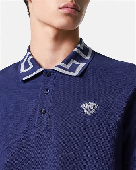 versace greca collar polo shirt|Versace greek meander shirt.